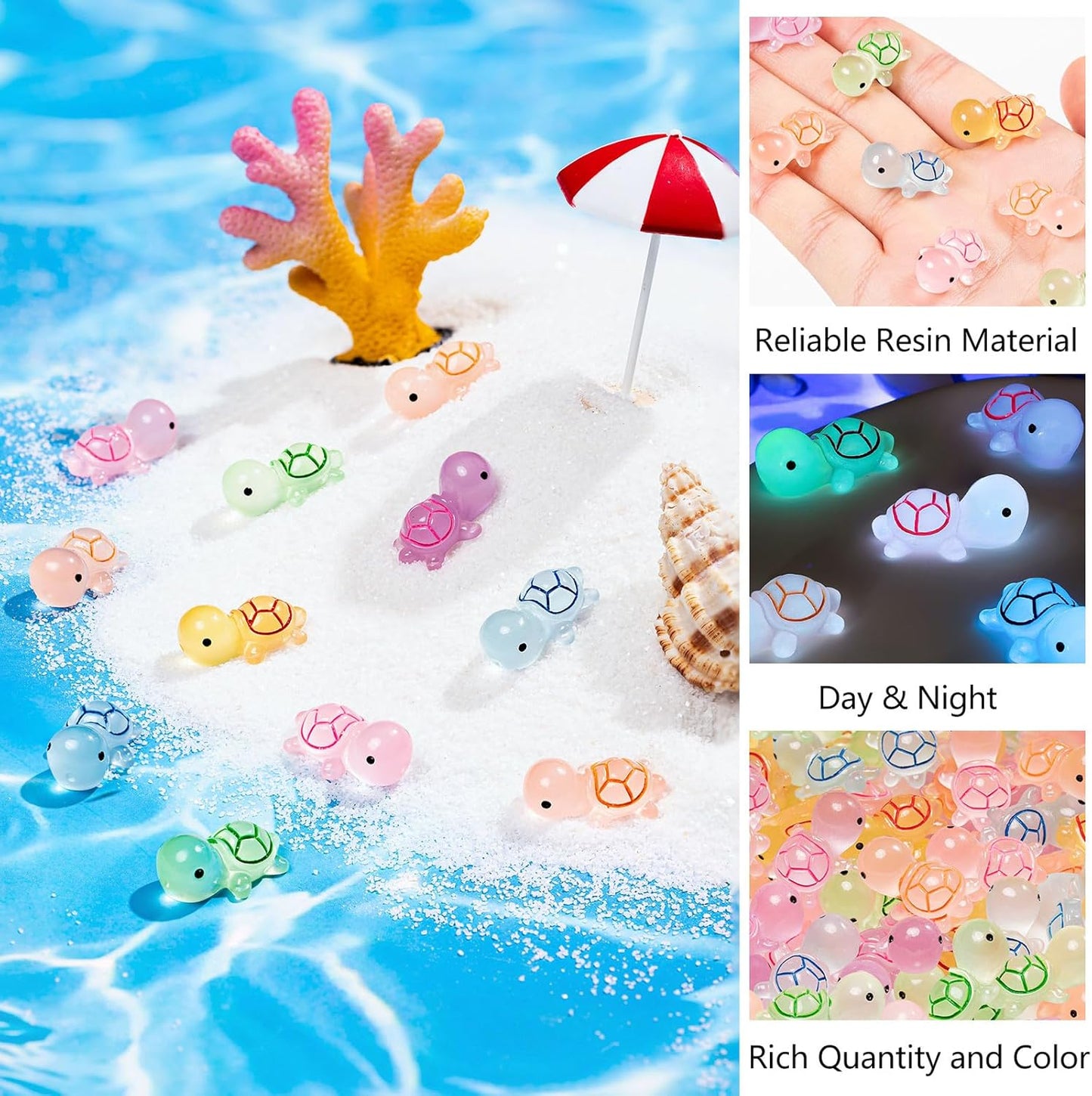 Connect Game） A-turtles🐢(luminous) Luminous Mini Resin Turtles Sea Turtles Figurines Glow in The Dark