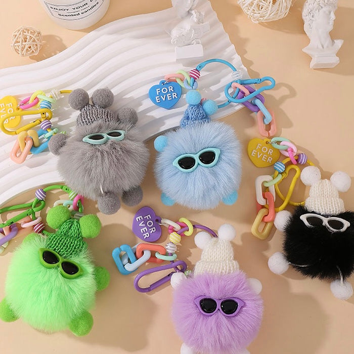 super cute pompom keychain 2