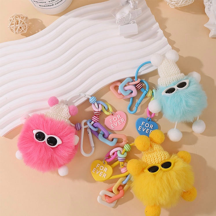 super cute pompom keychain 2