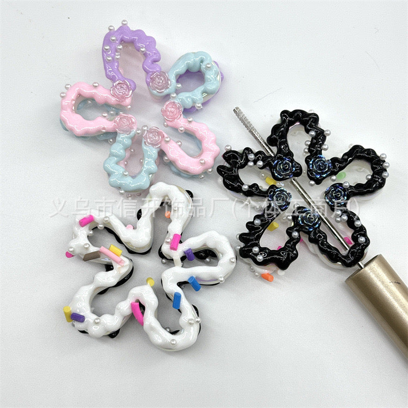 painted flower beads