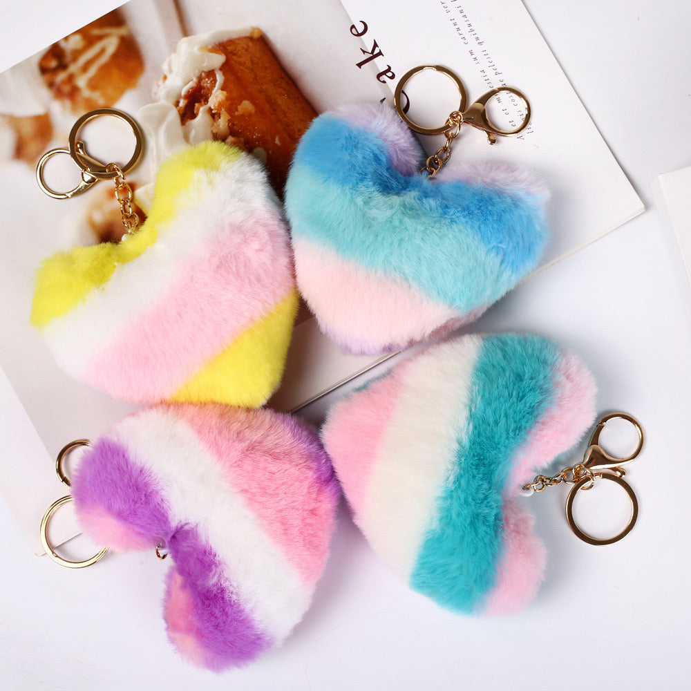 fluffy heart keychain 2