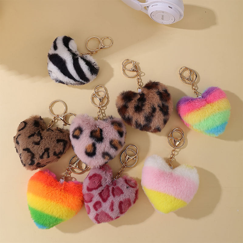 fluffy heart keychain