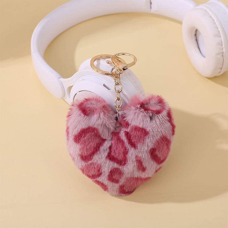 fluffy heart keychain